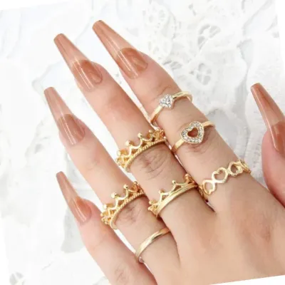 Golden Crown Finger Ring Set 